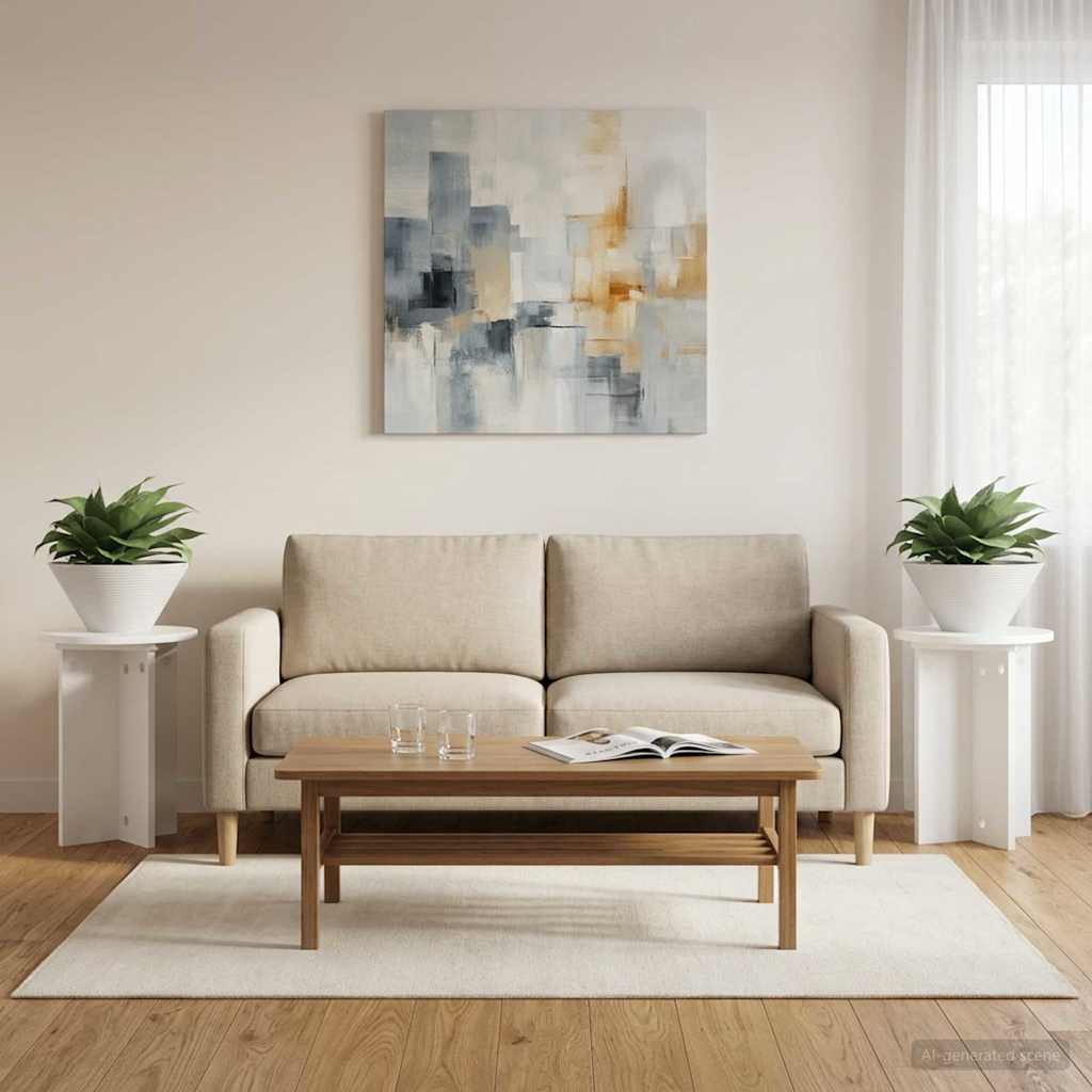 Augalų stovas 2 pcs Balta Ø29,5 x 40 cm Apdirbta mediena