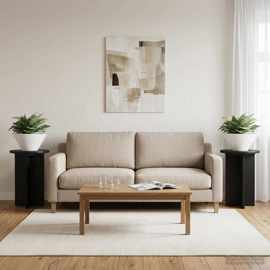 Augalų stovas 2 pcs Juoda Ø29,5 x 40 cm Apdirbta mediena