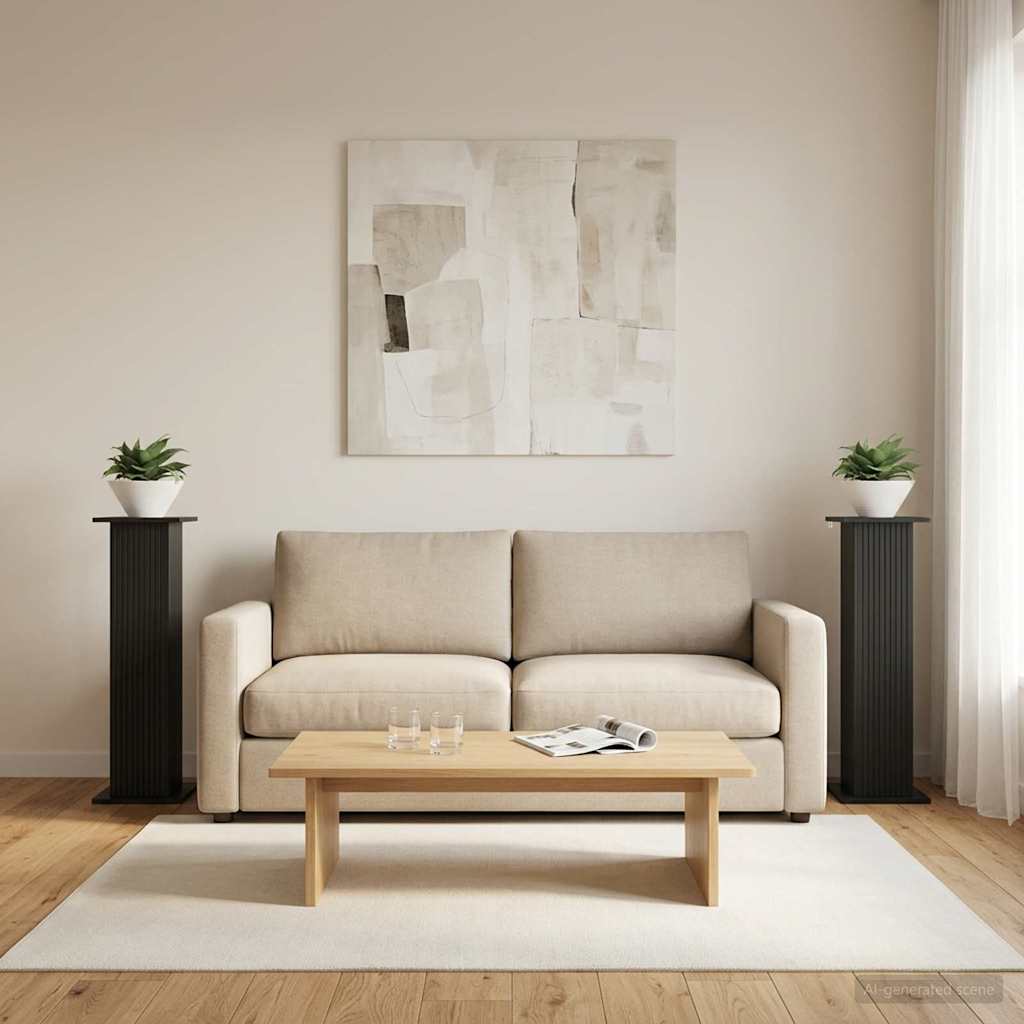 Augalų stovas 2 pcs Juoda 30,5 x 30 x 100,5 cm Apdirbta mediena