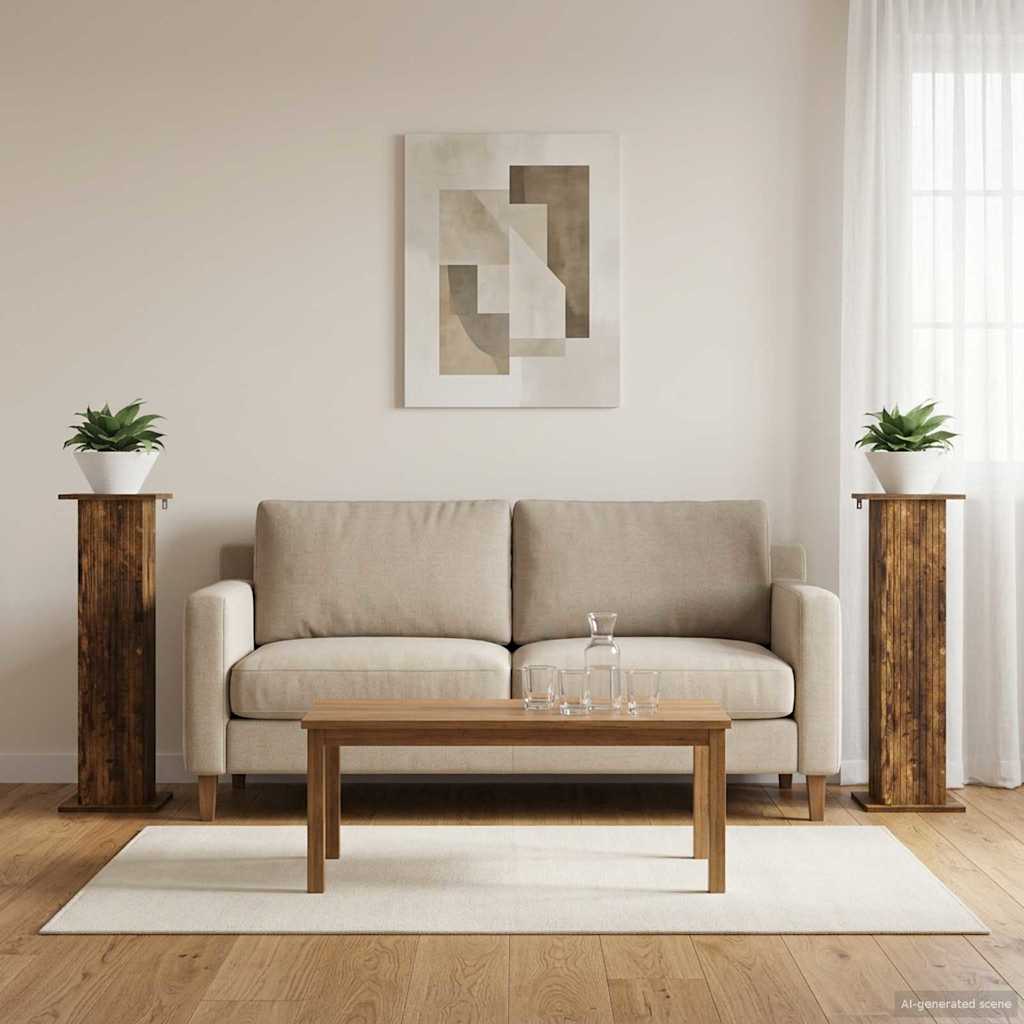 Augalų stovas 2 pcs Dūminio ąžuolo 30,5 x 30 x 100,5 cm
