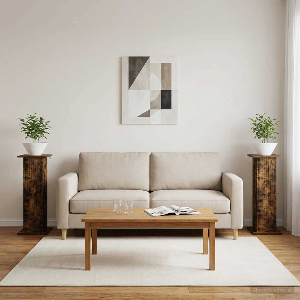 Augalų stovas 2 pcs Dūminio ąžuolo 30,5 x 30 x 80,5 cm