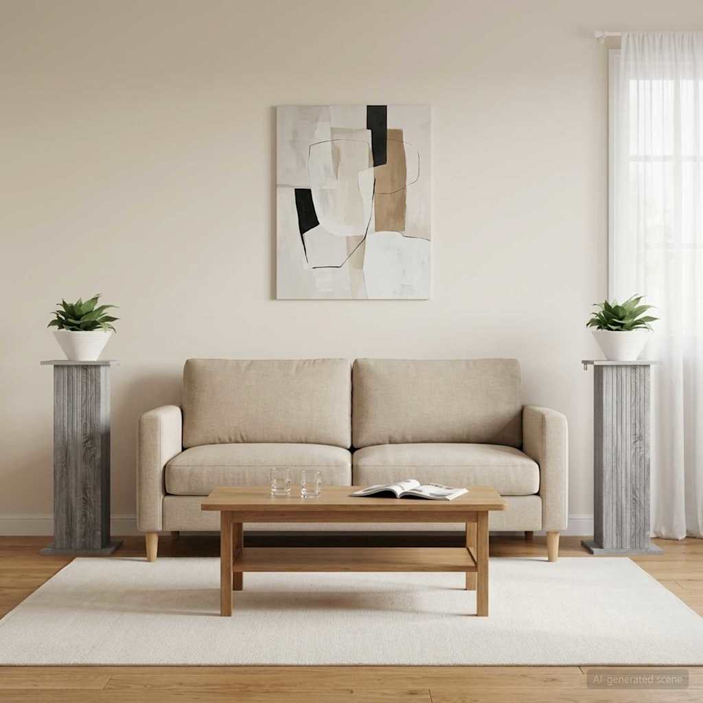 Augalų stovas 2 pcs Pilka sonoma ąžuolo 30,5 x 30 x 80,5 cm