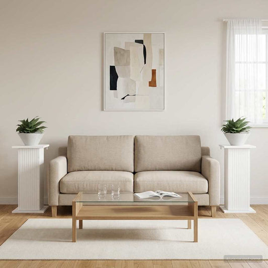 Augalų stovas 2 pcs Balta 30,5 x 30 x 60,5 cm Apdirbta mediena