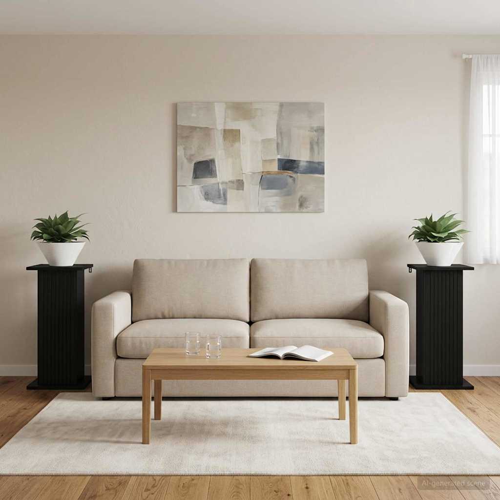 Augalų stovas 2 pcs Juoda 30,5 x 30 x 60,5 cm Apdirbta mediena