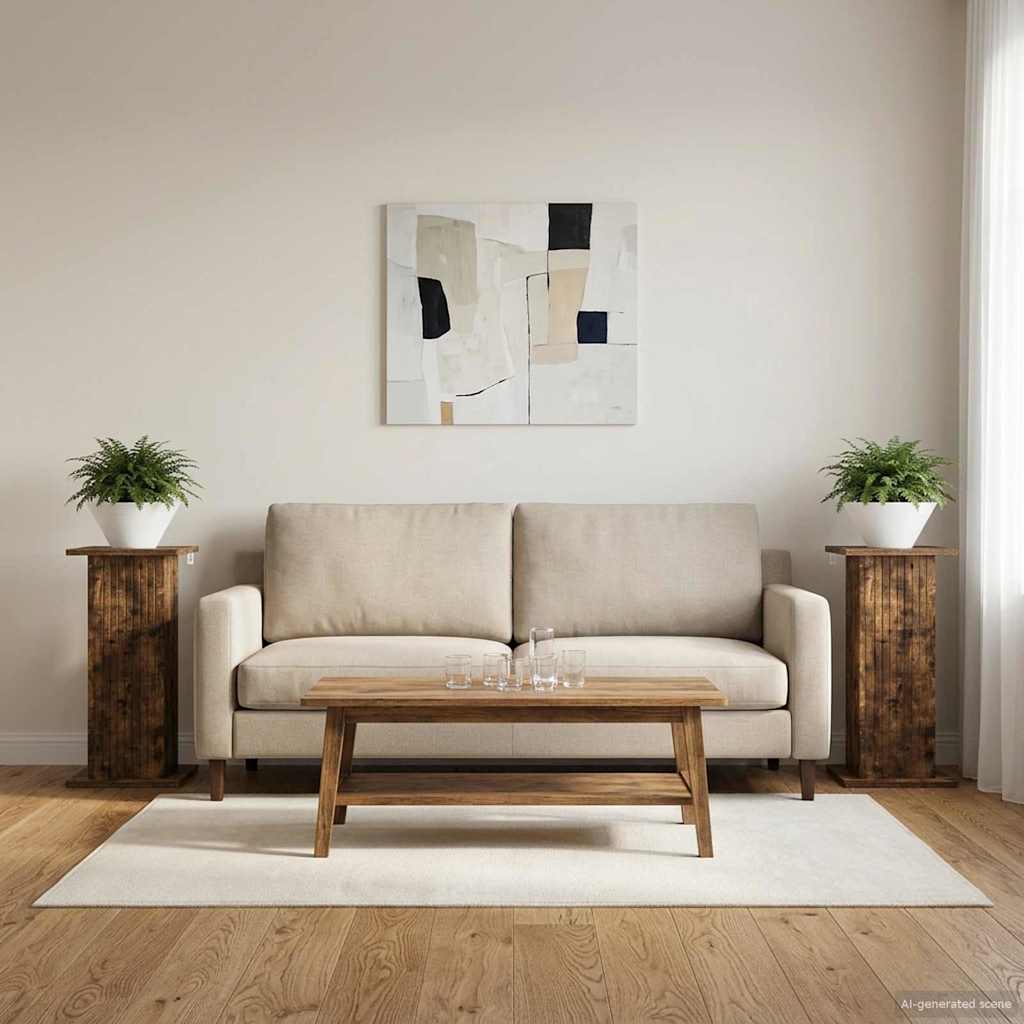Augalų stovas 2 pcs Dūminio ąžuolo 30,5 x 30 x 60,5 cm