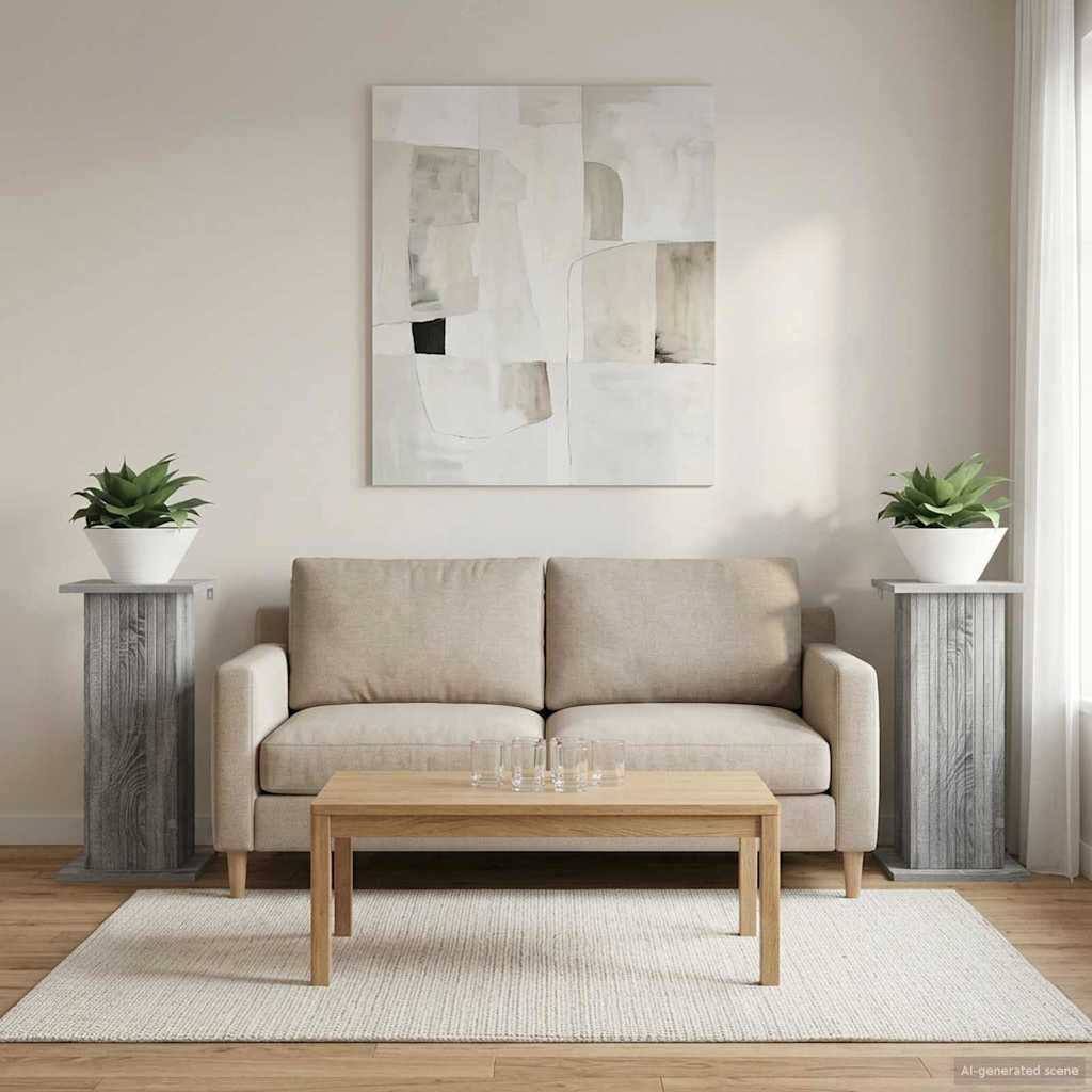 Augalų stovas 2 pcs Pilka sonoma ąžuolo 30,5 x 30 x 60,5 cm