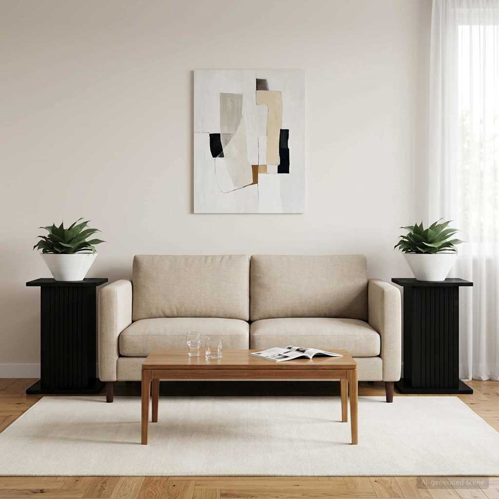 Augalų stovas 2 pcs Juoda 30,5 x 30 x 43 cm Apdirbta mediena
