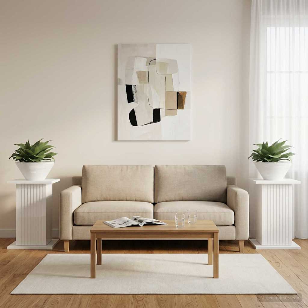 Augalų stovas 2 pcs Itin blizgi balta 30,5 x 30 x 43 cm