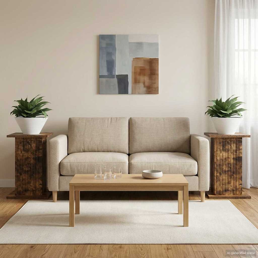 Augalų stovas 2 pcs Dūminio ąžuolo 30,5 x 30 x 43 cm