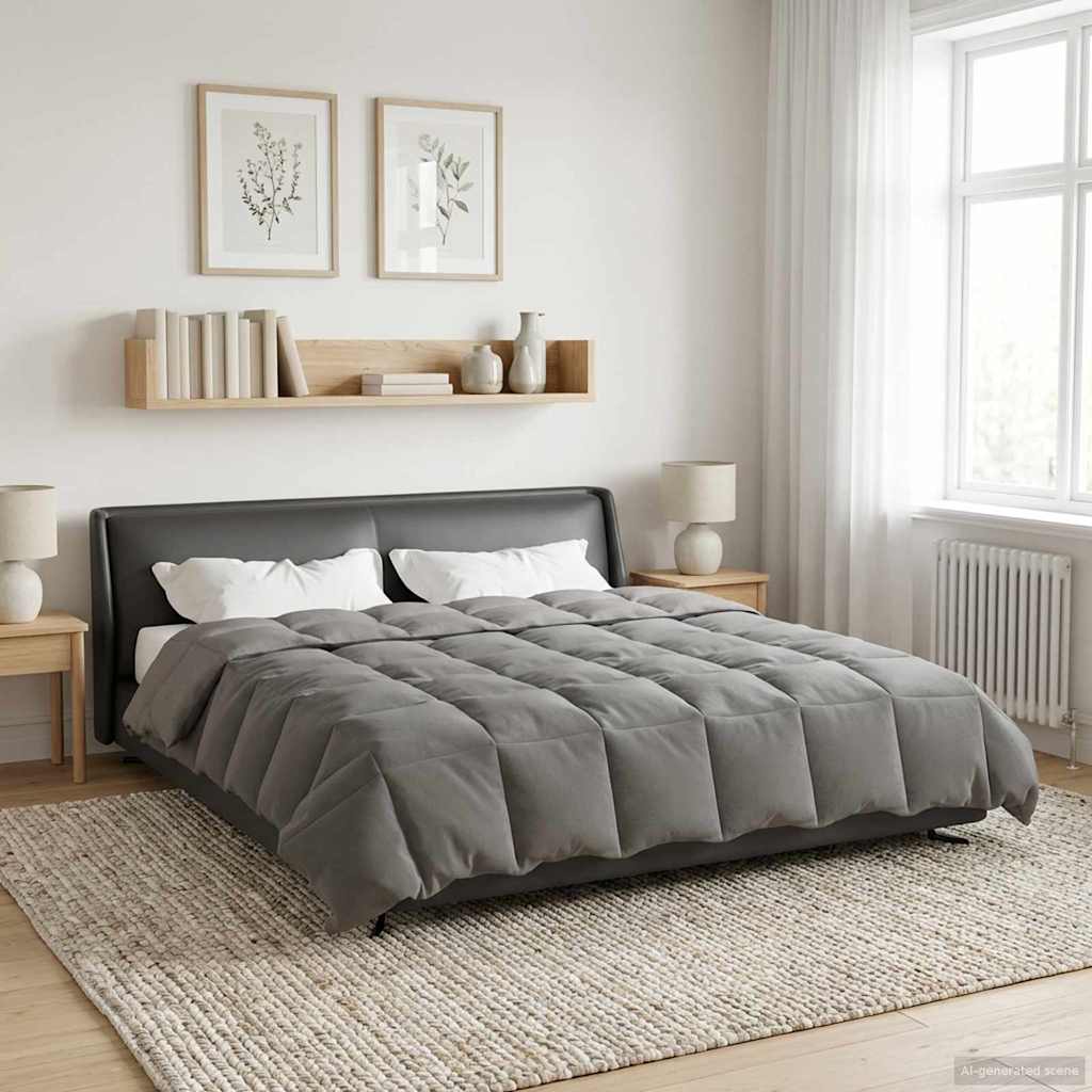 Pilna metų antklodė Šviesiai pilka 240 x 260 cm Mikropluoštas