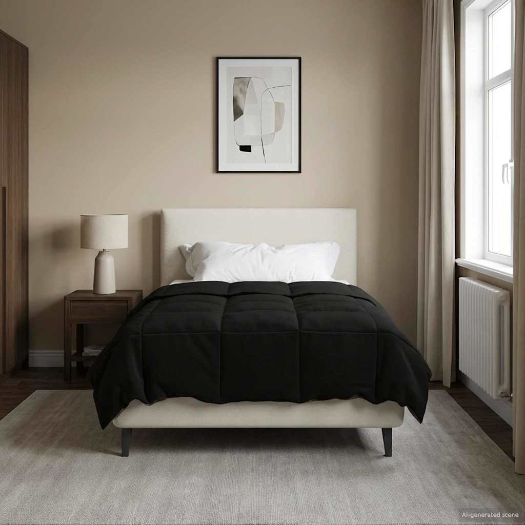 Pilna metų antklodė Tikštas Juoda 140 x 200 cm Mikropluoštas