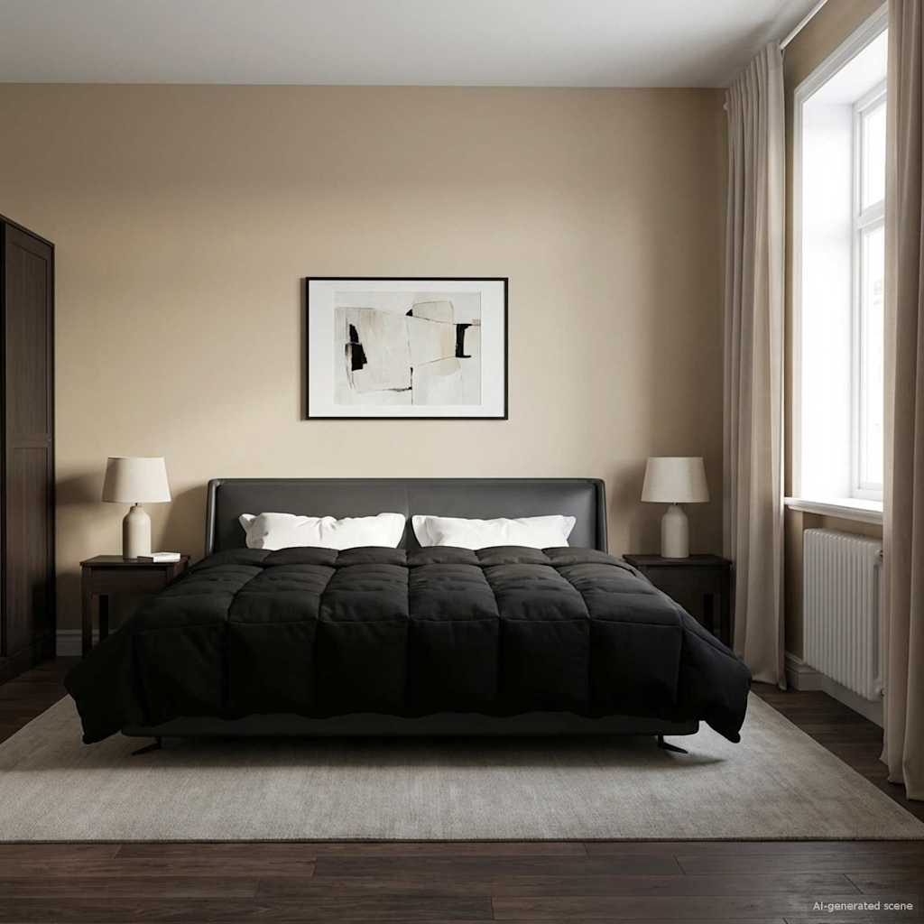 Pilna metų antklodė Tikštas Juoda 200 x 220 cm Mikropluoštas