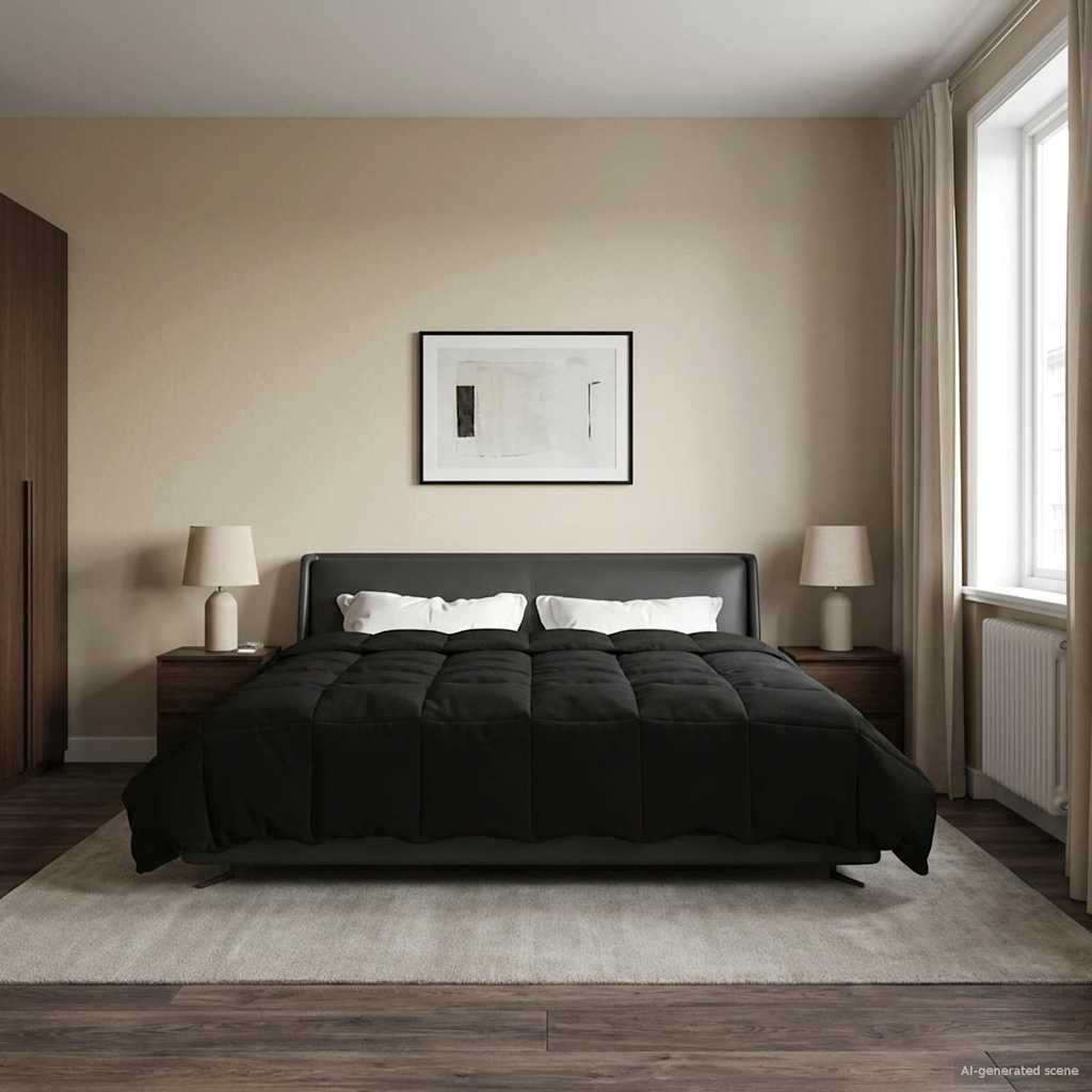 Žiemos antklodė Tikštas Juoda 200 x 200 cm Mikropluoštas