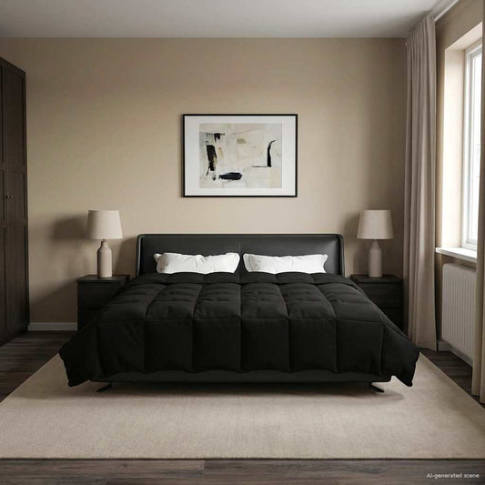 Žiemos antklodė Tikštas Juoda 200 x 240 cm Mikropluoštas