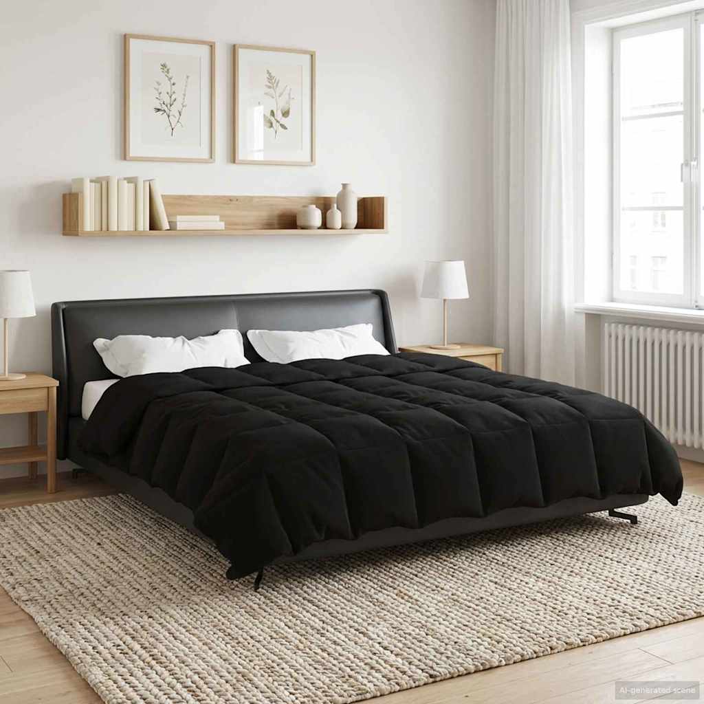 Žiemos antklodė Tikštas Juoda 200 x 220 cm Mikropluoštas