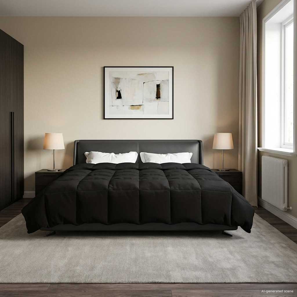 Žiemos antklodė Tikštas Juoda 220 x 240 cm Mikropluoštas