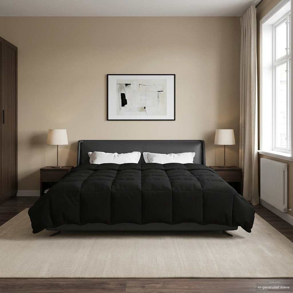 Žiemos antklodė Tikštas Juoda 240 x 260 cm Mikropluoštas