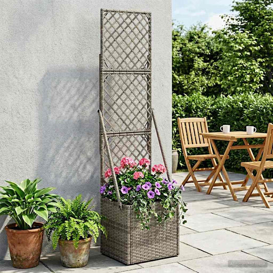 Sodas vazonas su trellis Pilka 35 x 30 x 135 cm poliratanas