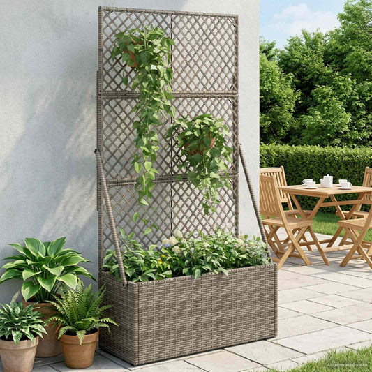 Sodas vazonas su trellis Pilka 70 x 30 x 135 cm poliratanas