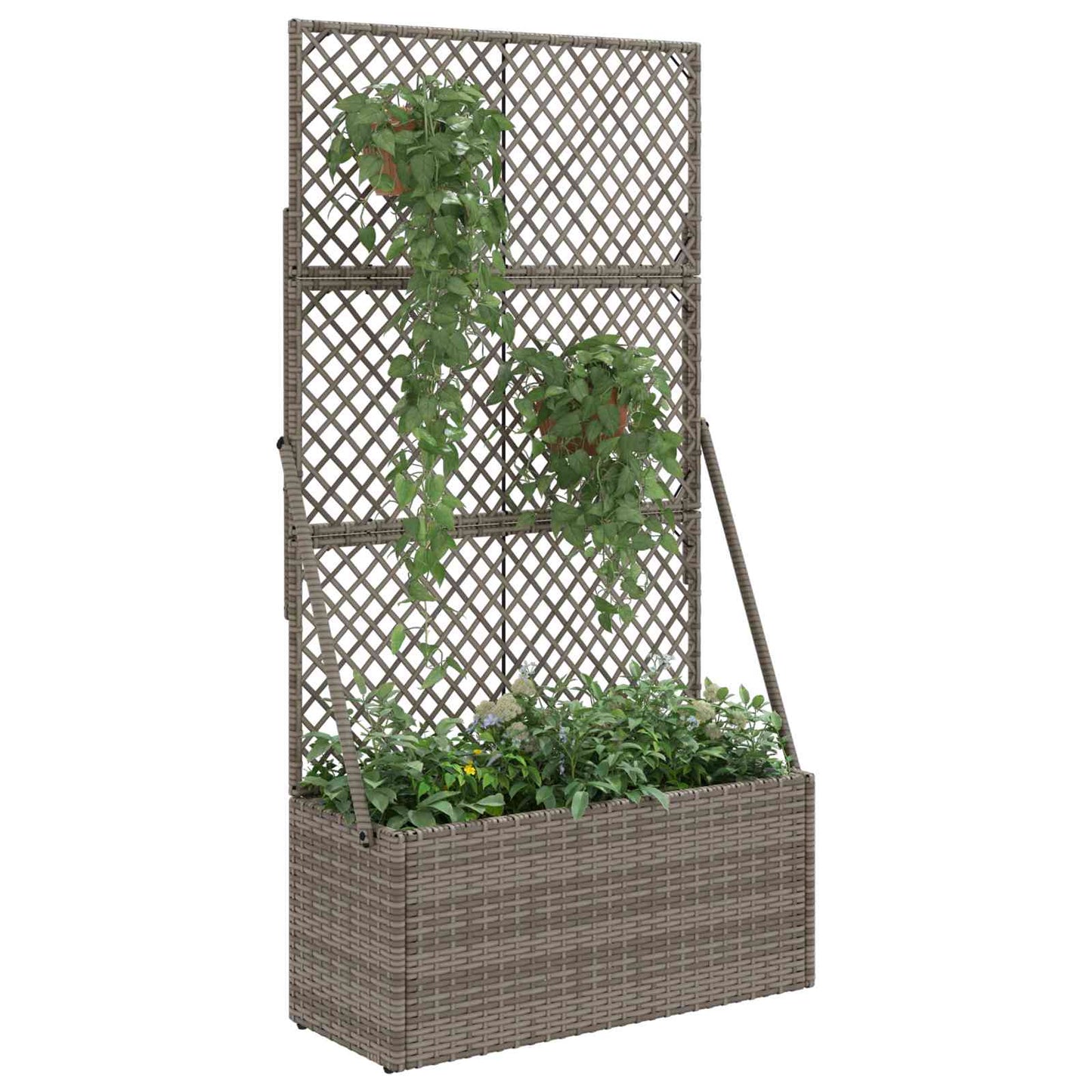 Sodas vazonas su trellis Pilka 70 x 30 x 135 cm poliratanas