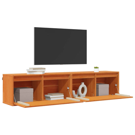 Sieninė spintelė su lentyna 2 pcs Vaško ruda 80 x 30 x 35 cm