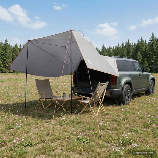 Automobilių palapinė su stogu Pilka ir oranžinė 350 x 250 cm