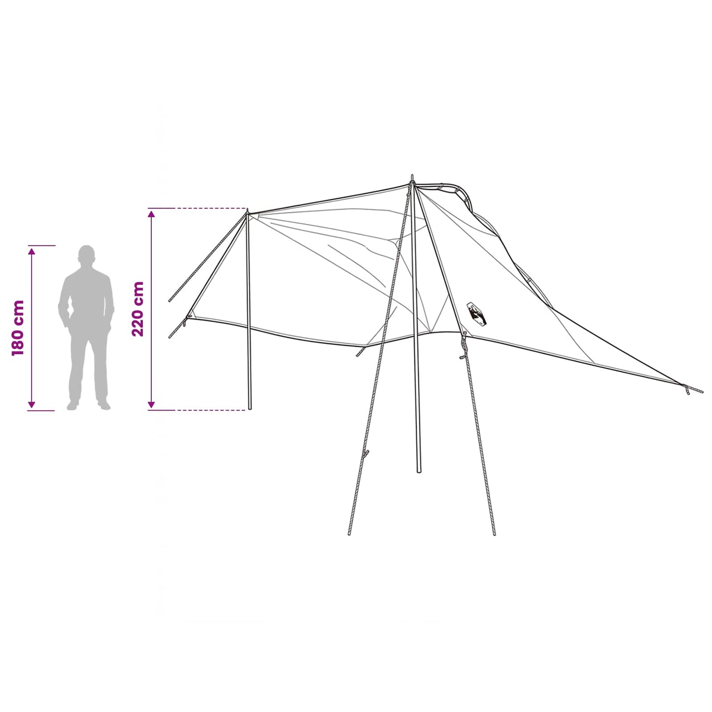 Automobilių palapinė su stogu Pilka ir oranžinė 350 x 250 cm