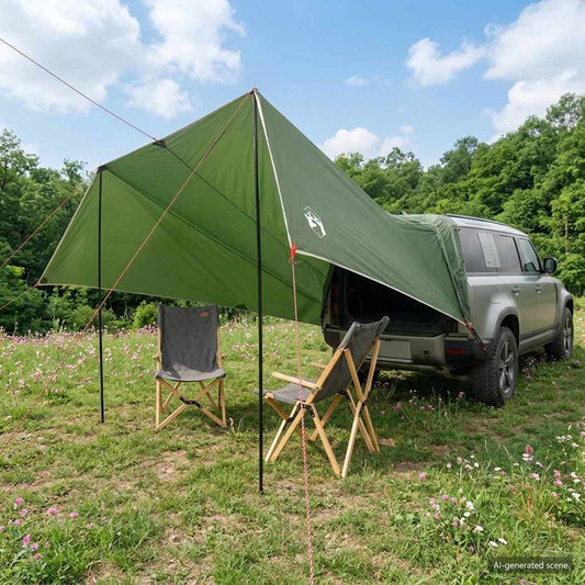 Transporto priemonės tentas su stogu Žalia 518 x 580 x 215 cm