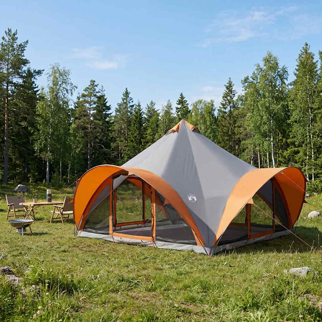Tipi palapinė su stogu Pilka ir oranžinė 18 žmonių