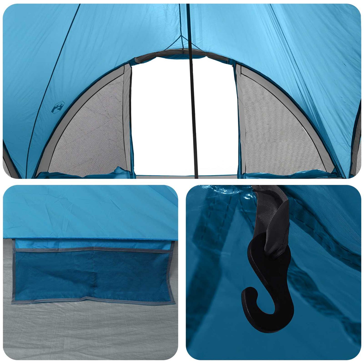 Tipi palapinė su stogu Mėlyna 6 asmenims Poliesteris ir plienas