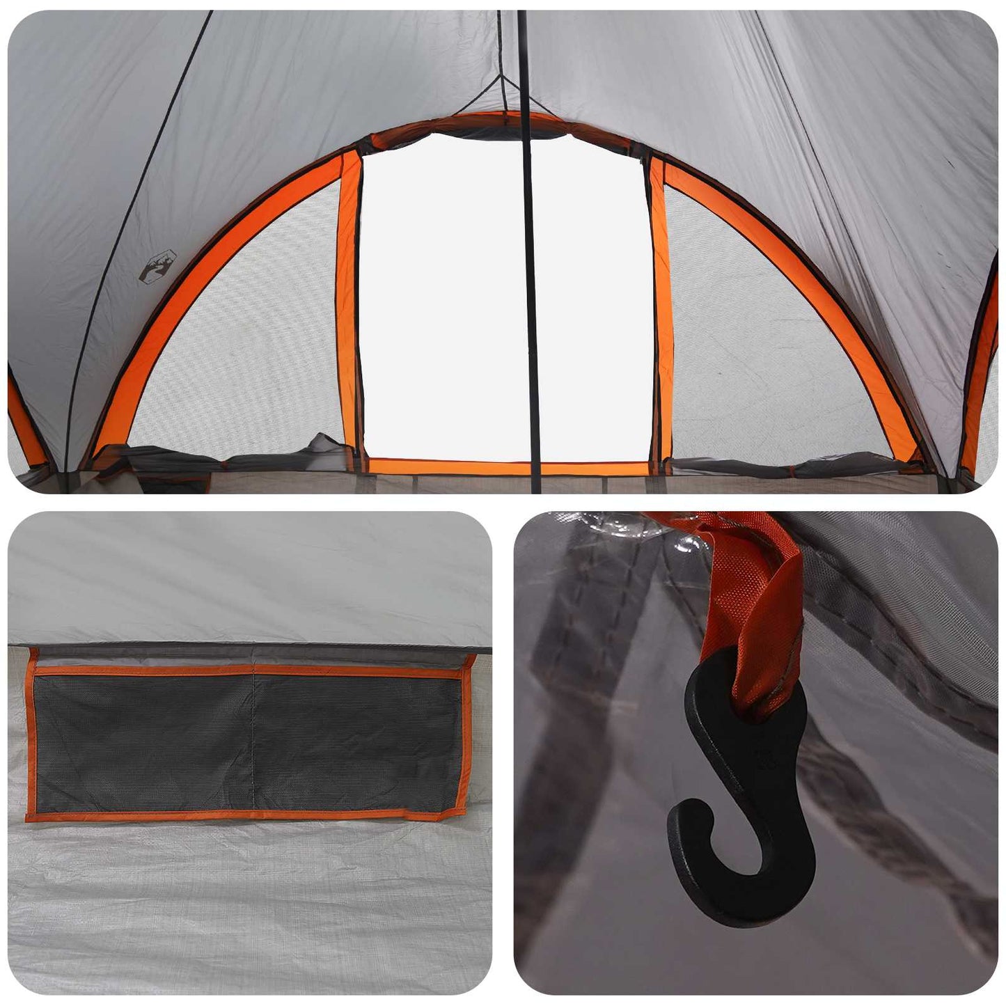 Tipi palapinė su stogu Pilka ir oranžinė 6 asmenims