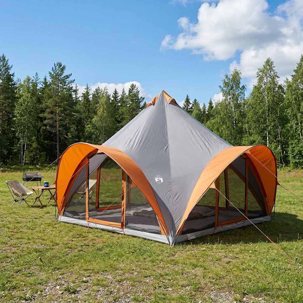 Tipi palapinė su stogu Pilka ir oranžinė 6 asmenims