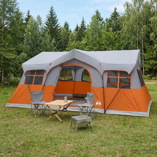 Šeimos palapinė su stogu Pilka ir oranžinė 487 x 340 x 216 cm