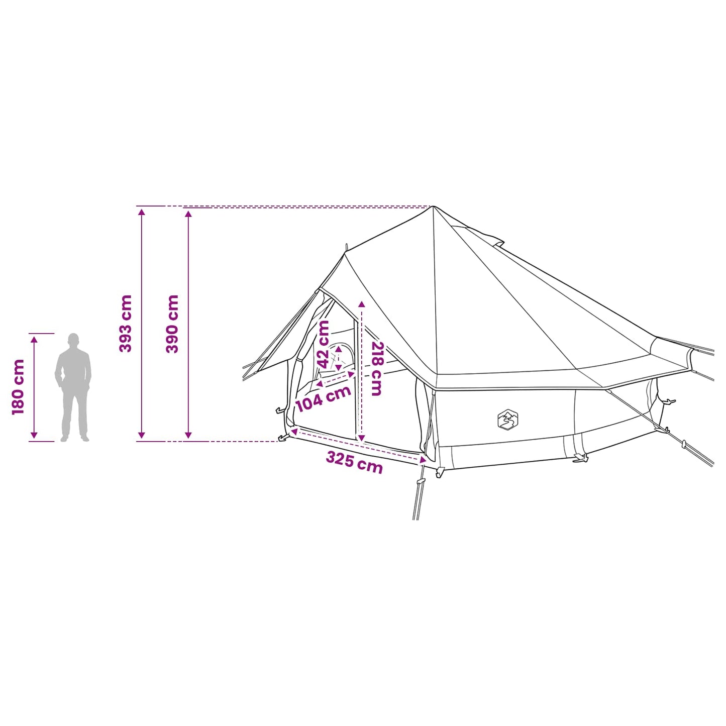 Tipi palapinė Žalia 700 x 700 x 395 cm Poliesteris ir plienas