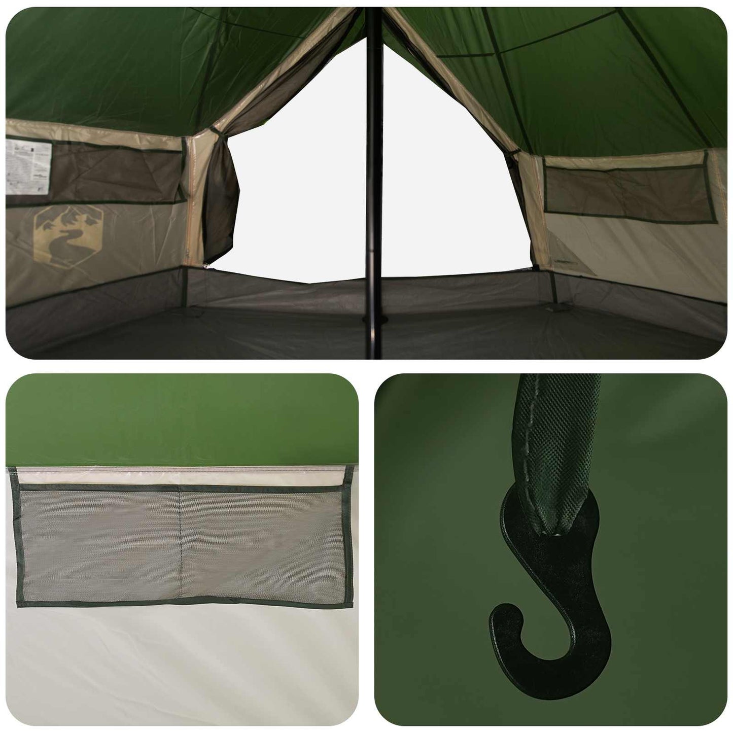 Tipi palapinė Žalia 800 x 800 x 430 cm Poliesteris ir plienas