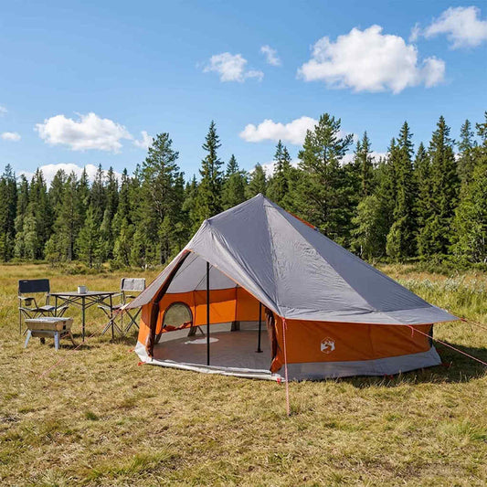 Tipi palapinė su stogu Pilka ir oranžinė 800 x 800 x 430 cm