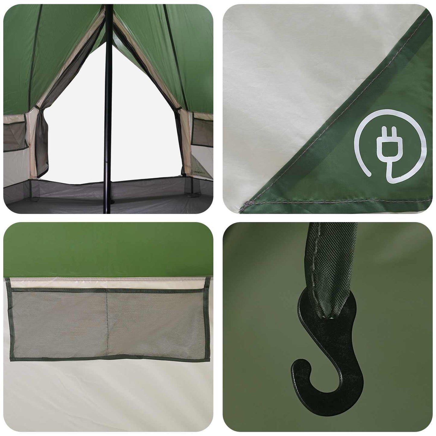 Tipi palapinė Žalia 250 x 250 cm Poliesteris ir plienas