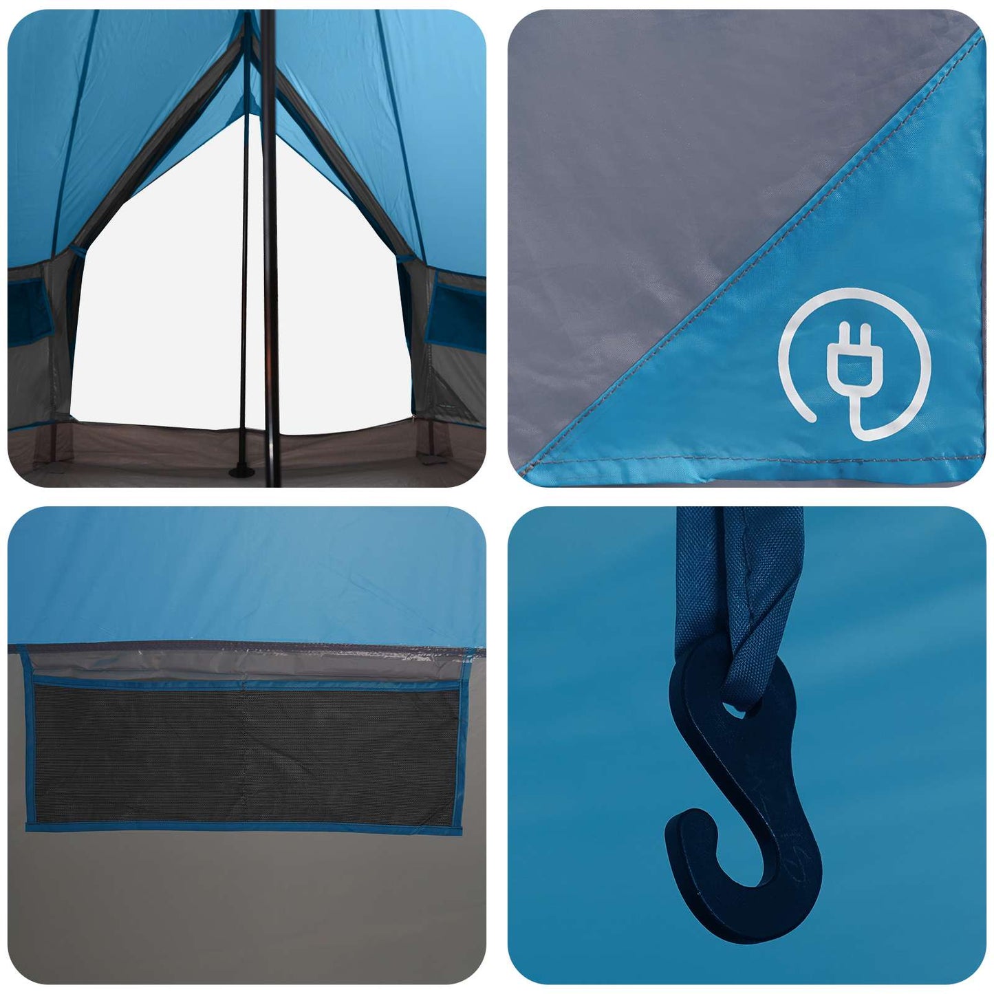 Tipi palapinė Mėlyna 250 x 250 cm Poliesteris ir plienas