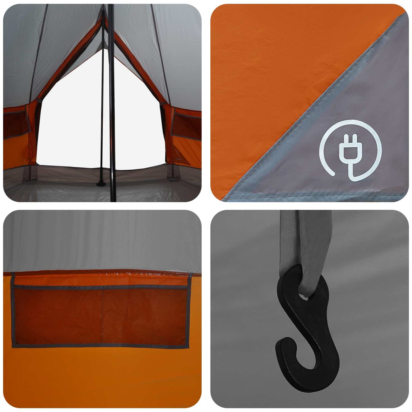 Tipi palapinė su stogu Pilka ir oranžinė 250 x 250 cm