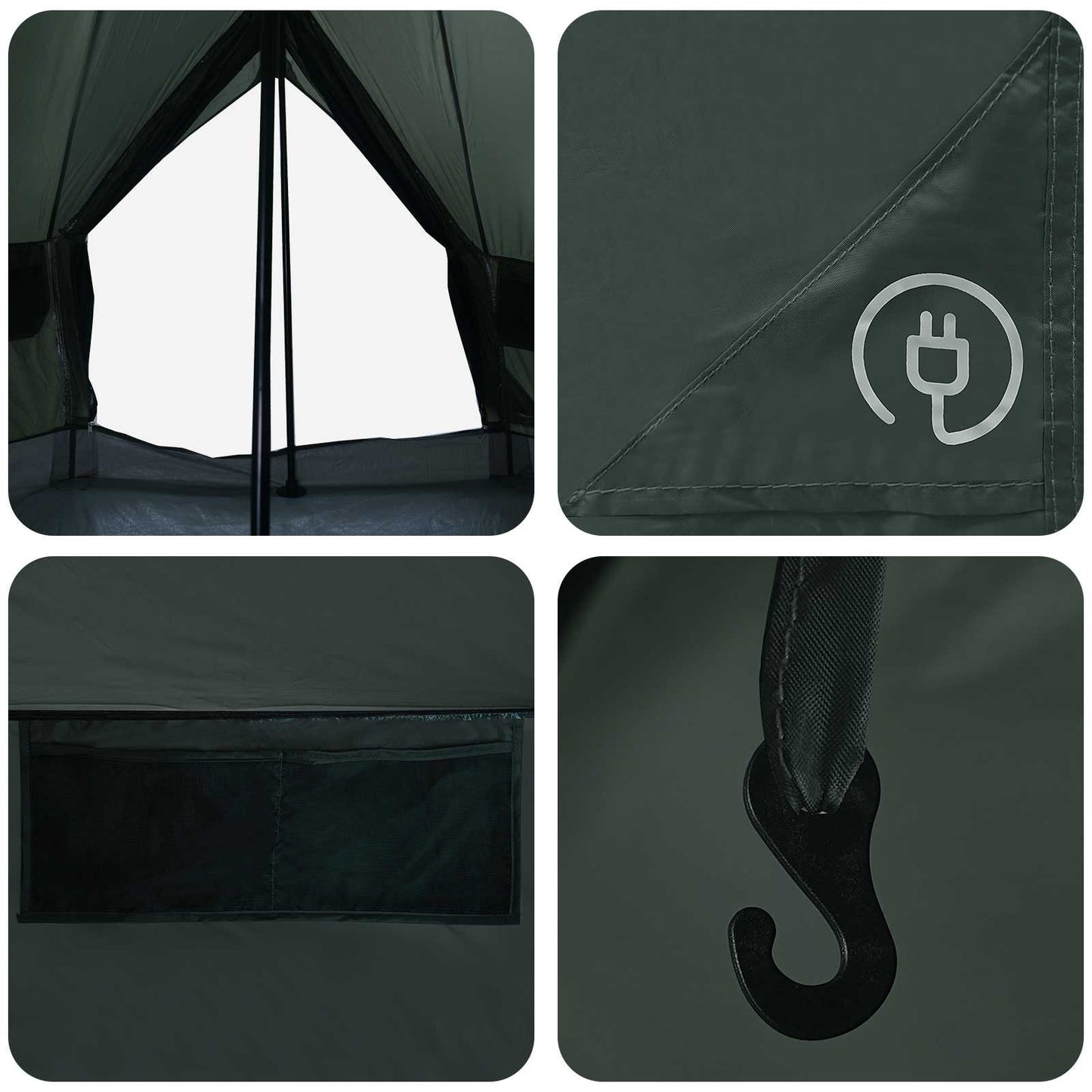 Tipi palapinė Armijos Žalia 250 x 250 cm Poliesteris ir plienas