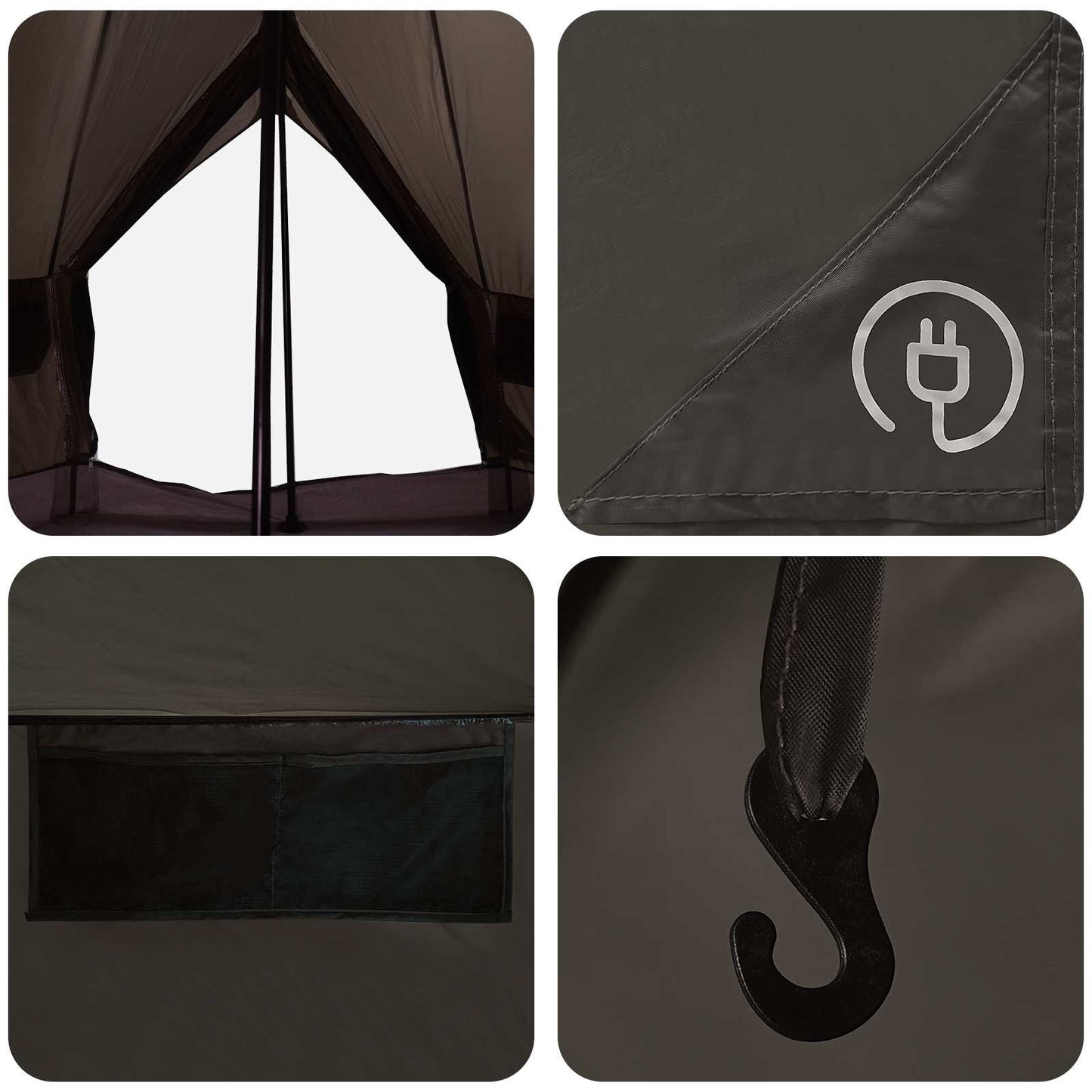 Tipi palapinė Ruda Pilka 250 x 250 cm Poliesteris ir plienas