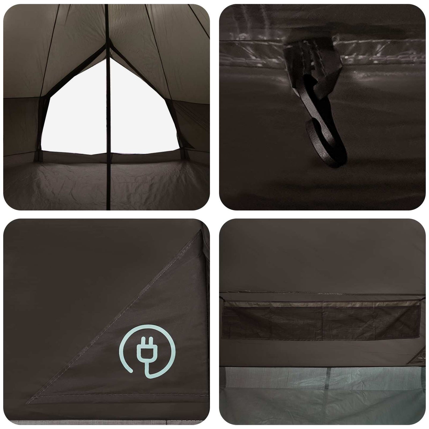Tipi palapinė su stogu Ruda Pilka 400 x 400 x 250 cm