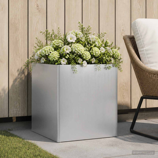 Sodo vazonas Sidabrinė 35 x 35 x 35 cm Galvanizuotas plienas