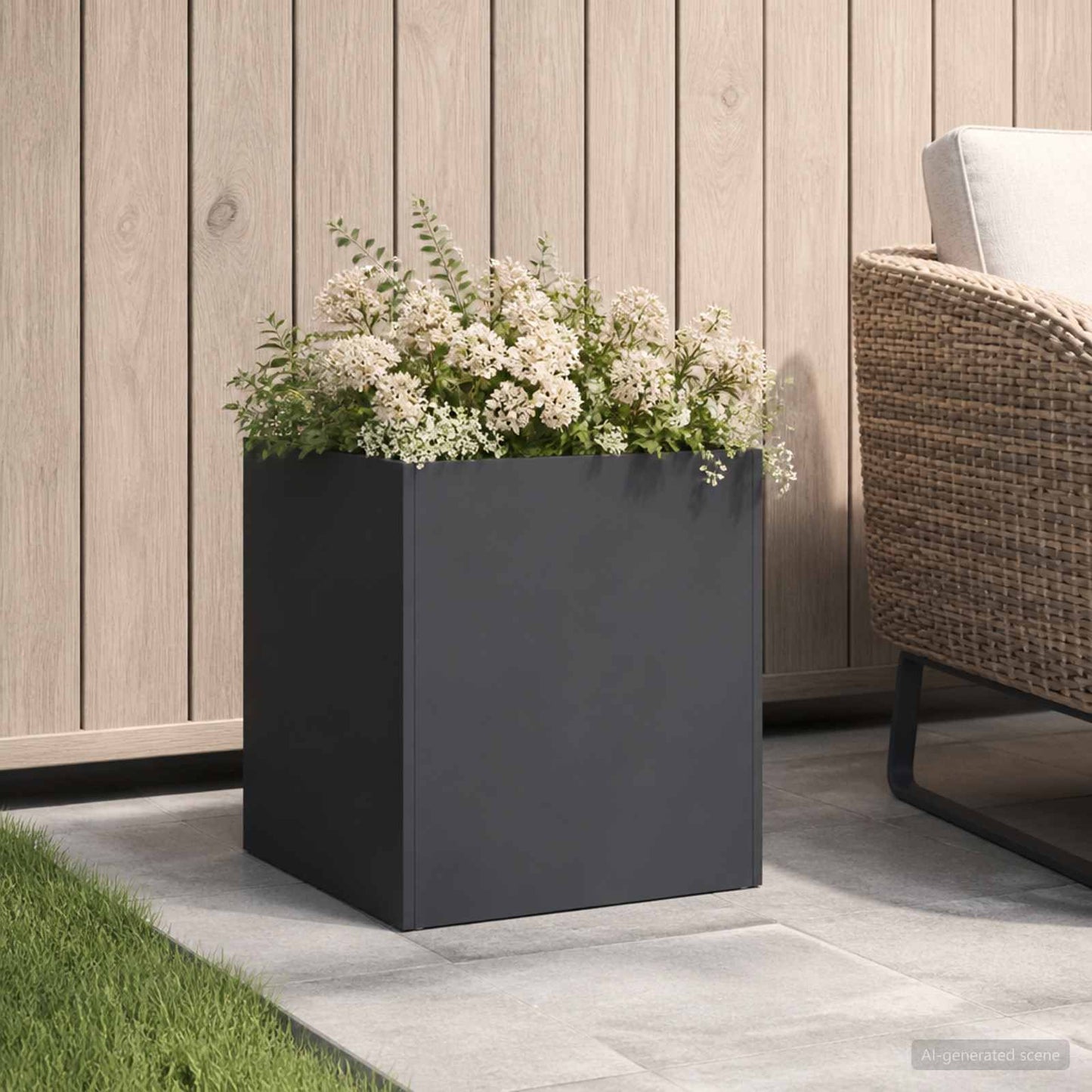 Sodo vazonas Juoda 45 x 45 x 45 cm Šaltai valcuotas plienas