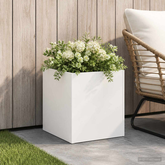Sodo vazonas Balta 45 x 45 x 45 cm Šaltai valcuotas plienas