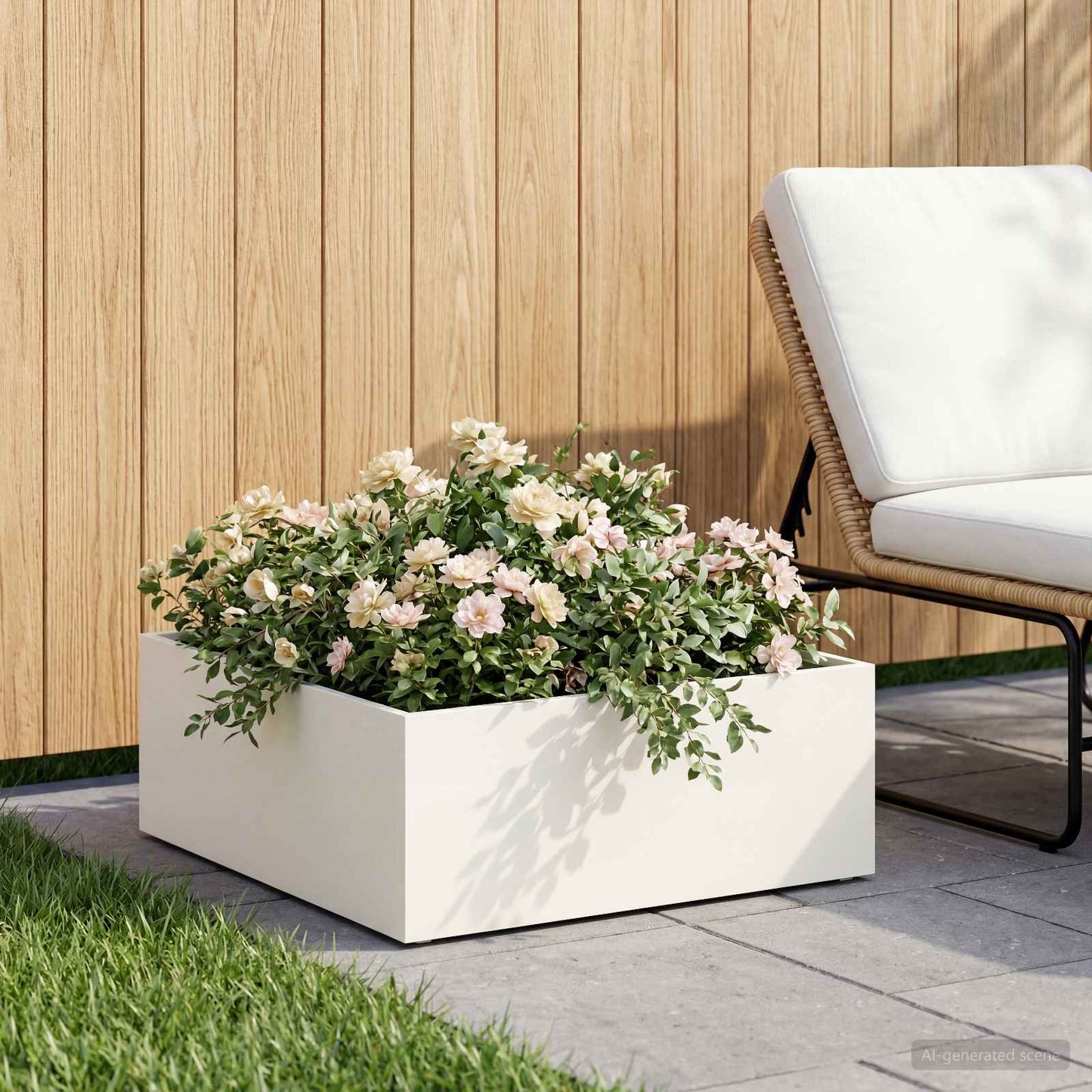 Sodo vazonas Balta 60 x 60 x 20 cm Šaltai valcuotas plienas