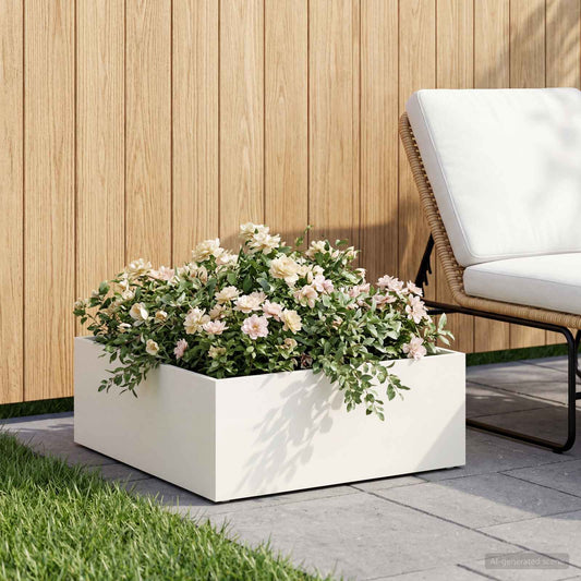 Sodo vazonas Balta 60 x 60 x 20 cm Šaltai valcuotas plienas