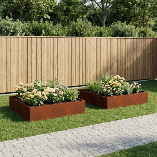 Sodo vazonas 2 vnt. Rūdijanti 80 x 80 x 20 cm