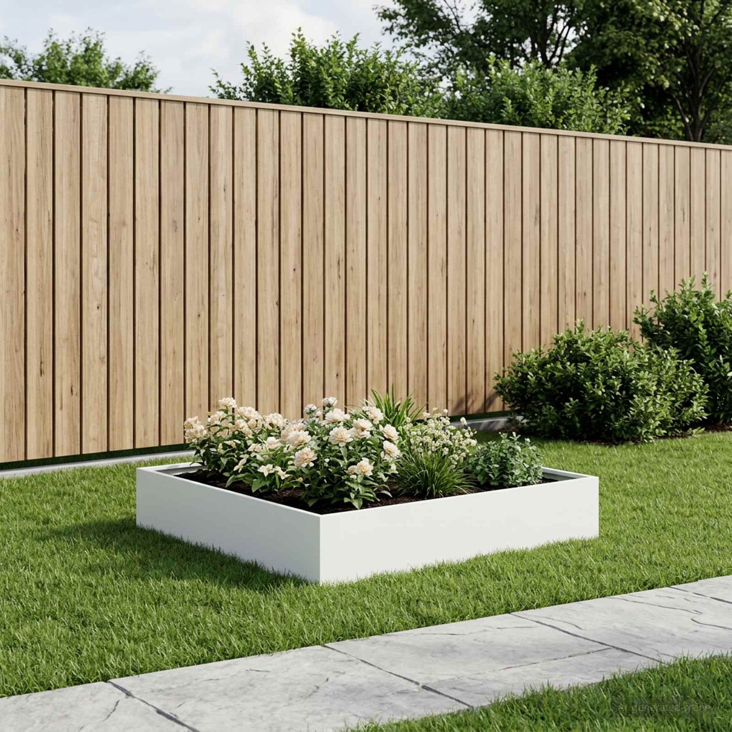 Sodo vazonas Balta 100 x 100 x 20 cm Šaltai valcuotas plienas
