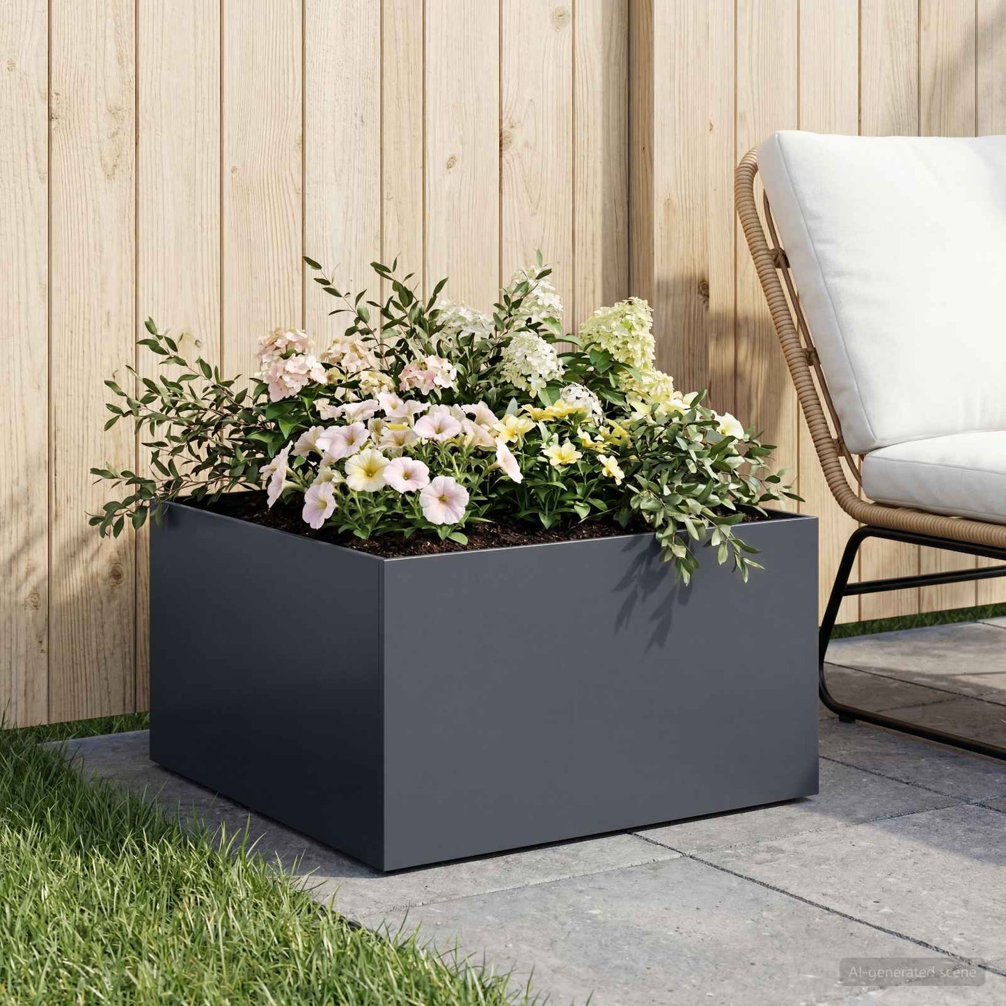 Sodo vazonas Antracito 40 x 40 x 30 cm Šaltai valcuotas plienas